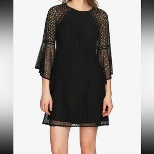CECE Women's Keira Bell-sleeve Lace Combo Shift Dress